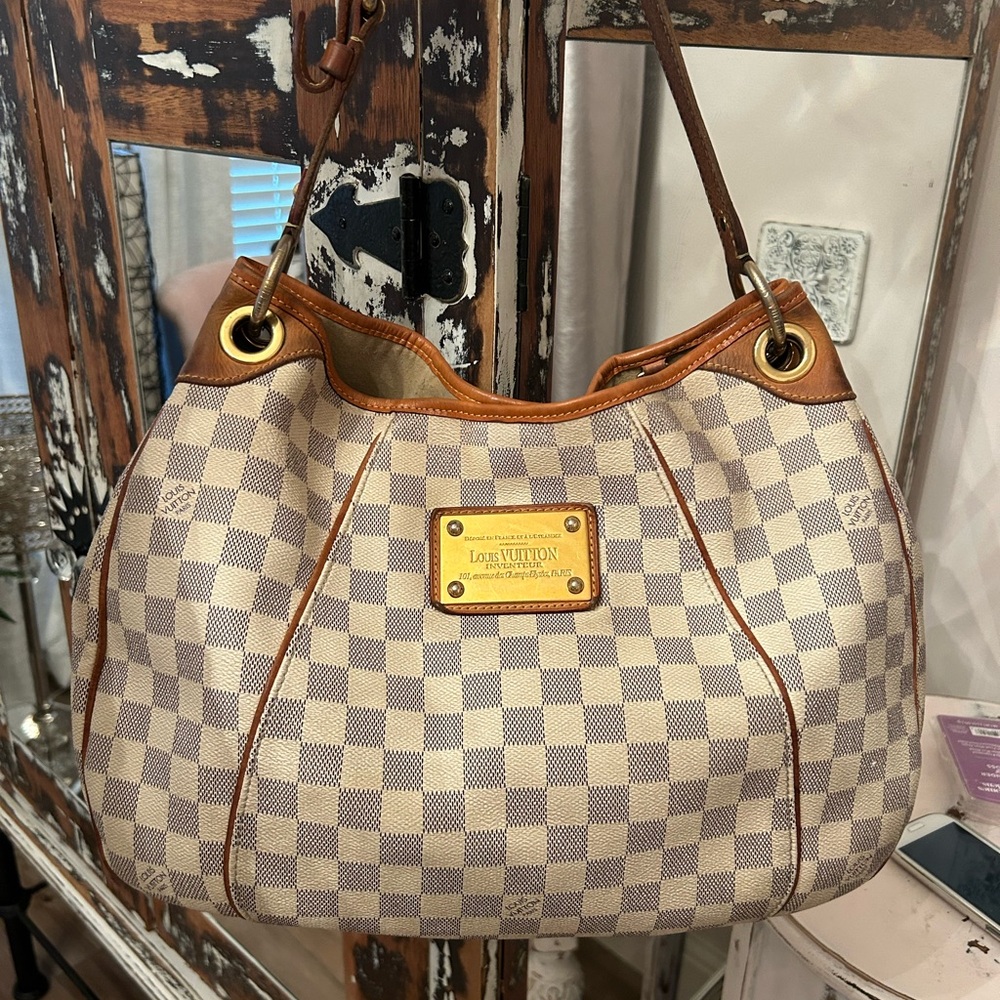 👜👜Louis Vuitton Galliera Damier Azur PM Shoulder/Tote Bag 100% Authentic👜👜